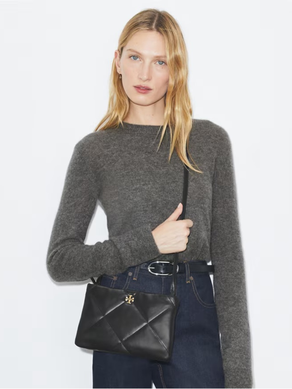 ‼️Tory Burch Kira Diamond Quilt Black Leather Crossbody Bag
